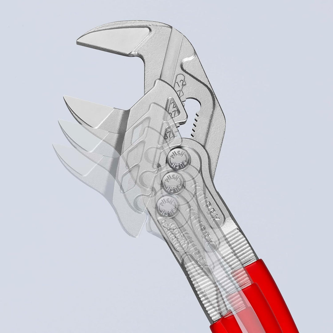 KNIPEX Zangenschlüssel, Multi-Schraubenschlüssel, Chrom-Vanadium, Rostschutz verchromt, 250 mm, 86 0