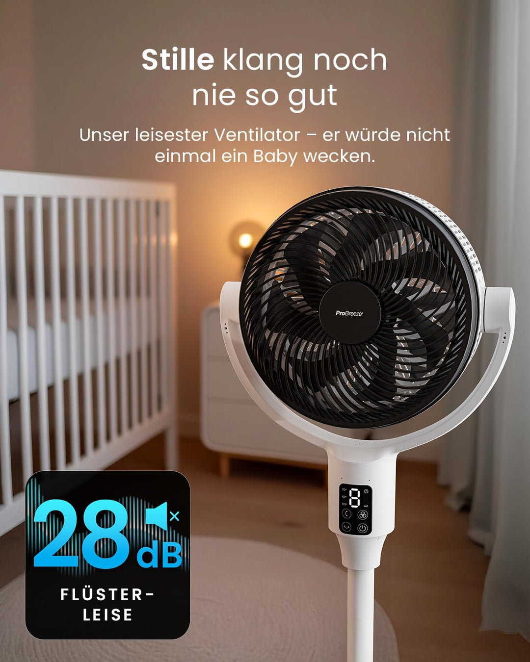 Pro Breeze AirFlo Plus Standventilator 109cm - Leiser Ventilator mit Fernbedienung, LED-Display – UL