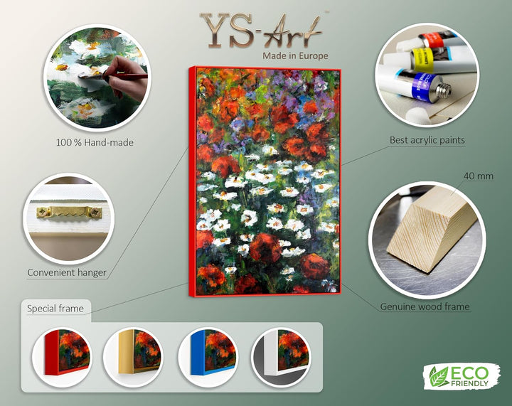 YS-Art Abstrakt Design Acryl Gemälde auf Leinwand Abstrakte blühende Weiten handgemalt Wandbilder Wo