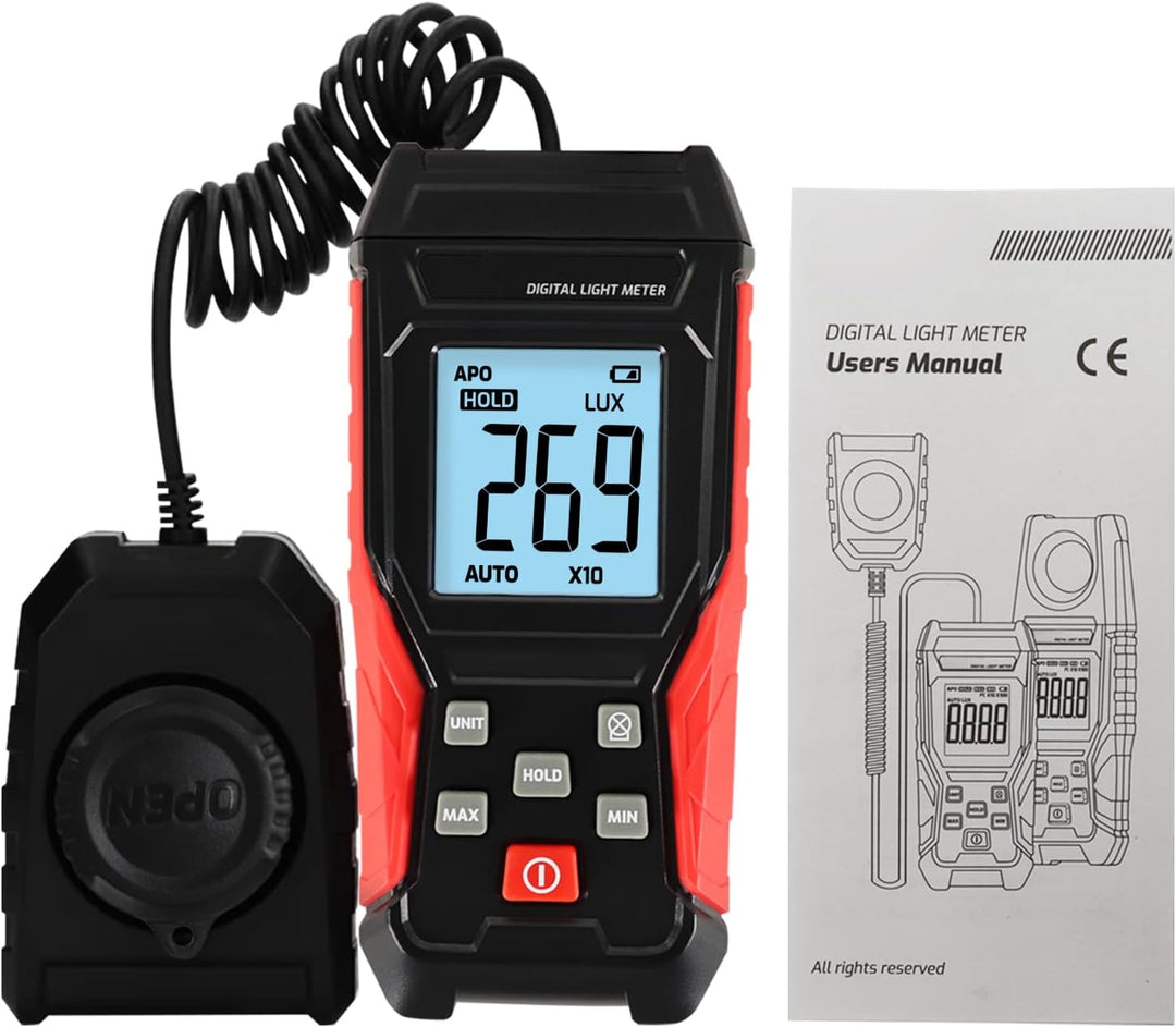 Digital Luxmeter Tragbare Photometer Belichtungsmesser Beleuchtungsstärke Lichtmesser mit 200.000 Lu