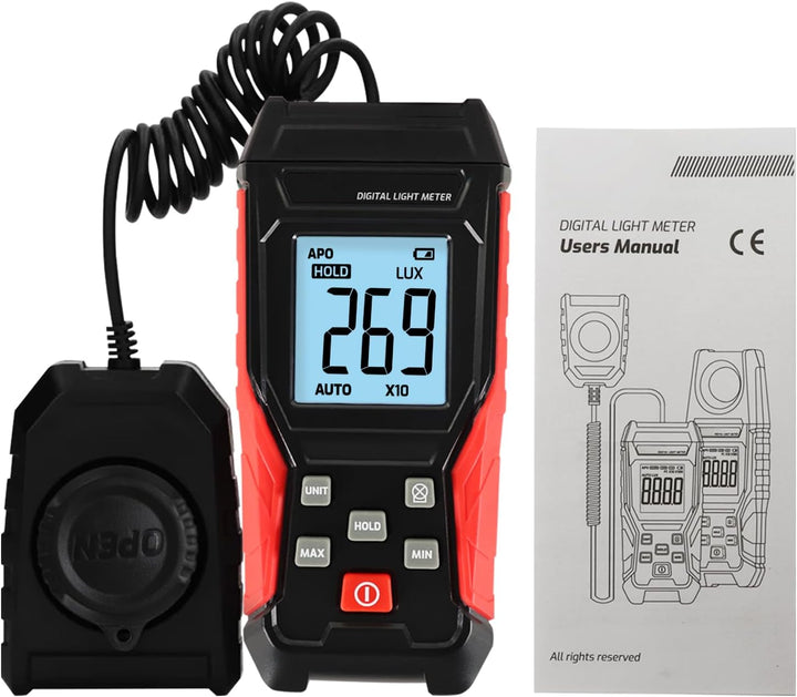 Digital Luxmeter Tragbare Photometer Belichtungsmesser Beleuchtungsstärke Lichtmesser mit 200.000 Lu