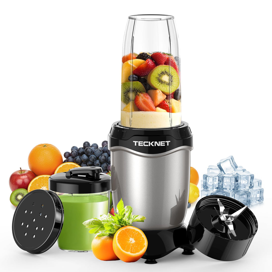 TECKNET Smoothie Maker, 600W Mini Mixer Smoothiemixer mit 4 Edelstahl Blatt, Tragbarer Standmixer 50