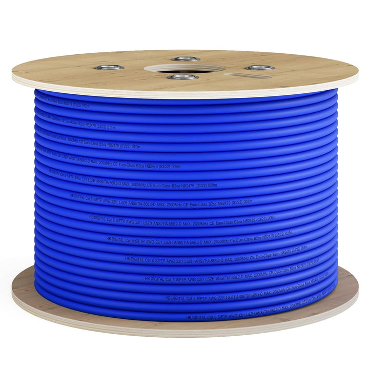 hb-digital 250m CAT 8 Netzwerkkabel LAN Kabel Verlegekabel Ethernet Installationskabel 40 Gbit/s AWG