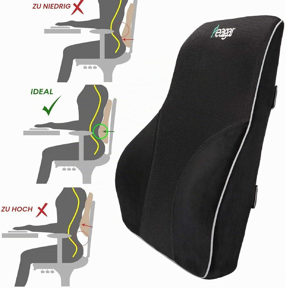 Feagar Lendenkissen - Memory Foam Rückenkissen für Bürostuhl &amp; Sofa | Rückenstütze-Kissen für Büro &amp;