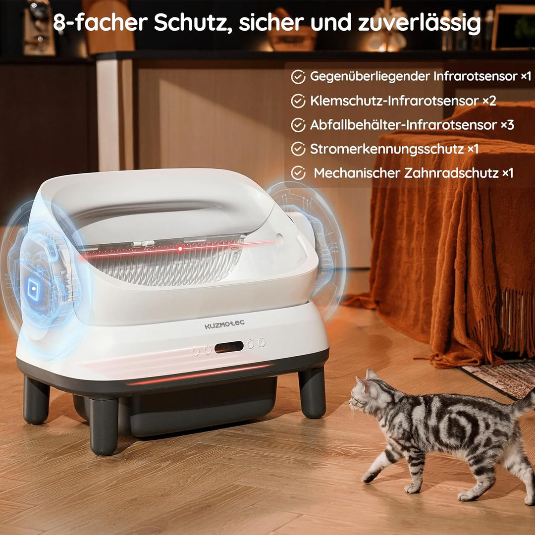Selbstreinigende Katzentoilette 120L XXXL, Automatisches Katzenklo mit App-Steuerung &amp; Geruchsbeseit