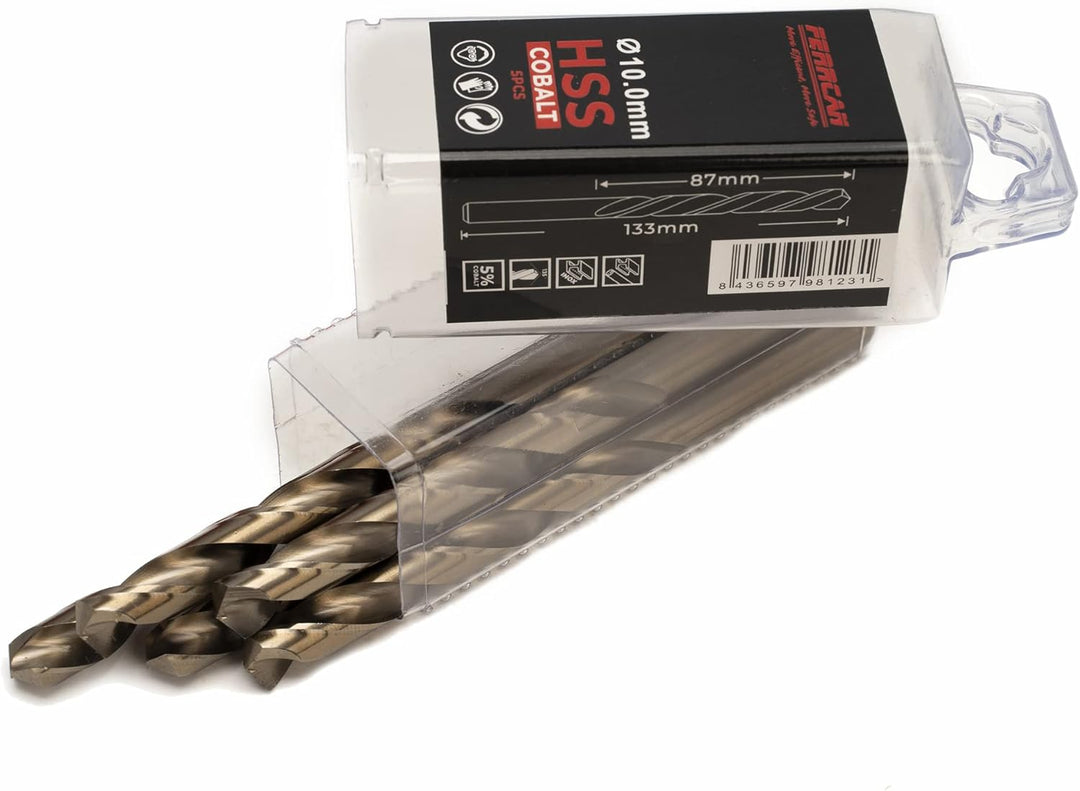 Ferrcan HSS Metallbohrer DIN338 M35 kobalt 7-13 mm (5er Pack) (10mm), 10mm