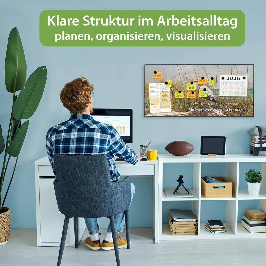 banjado Magnettafel schwarz 78 x 37cm / Magnetwand Metall/Magnetpinnwand als Memoboard/Pinnwand Magn
