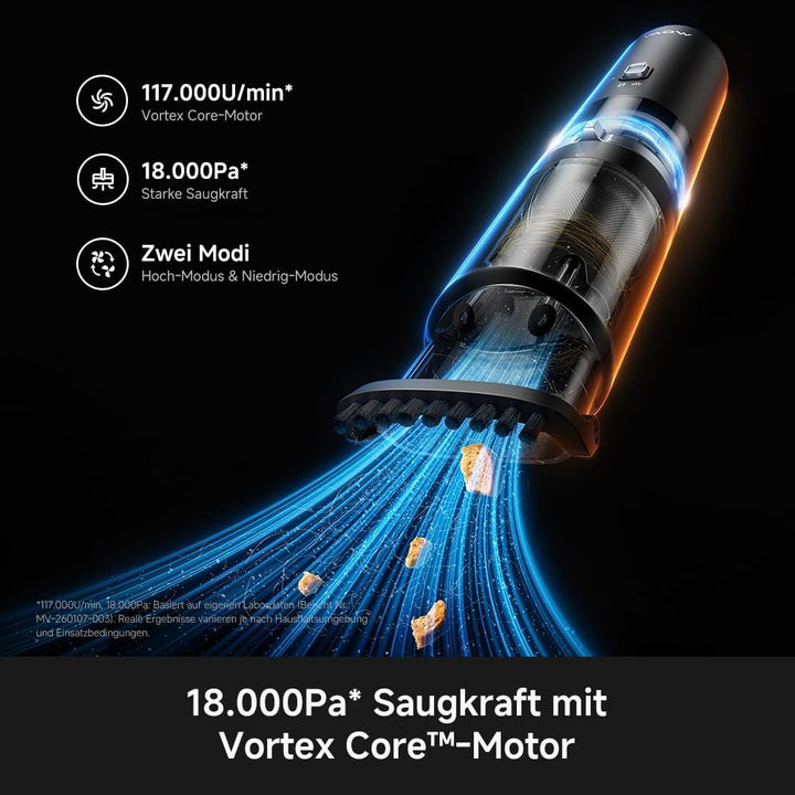 Mova H10 Multifunktionaler Handstaubsauger, 18.000Pa Saugkraft mit Magnet-Warnlicht, Sicherheitshamm