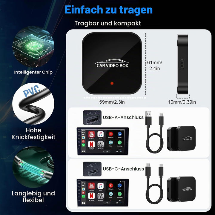 2026 Wireless CarPlay &amp; Android Car Adapter Supports Netflix/YouTube/TF - Plug &amp; Play, Magic Video B