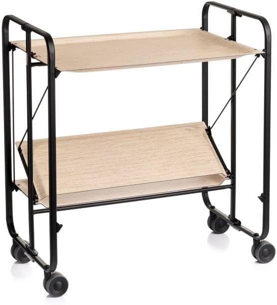DON HIERRO - Servierwagen, klappbar, 2 Böden, Schwarzem Rahmen. Bauhaus-Buche 66 x 43 x 72 cm. Buche