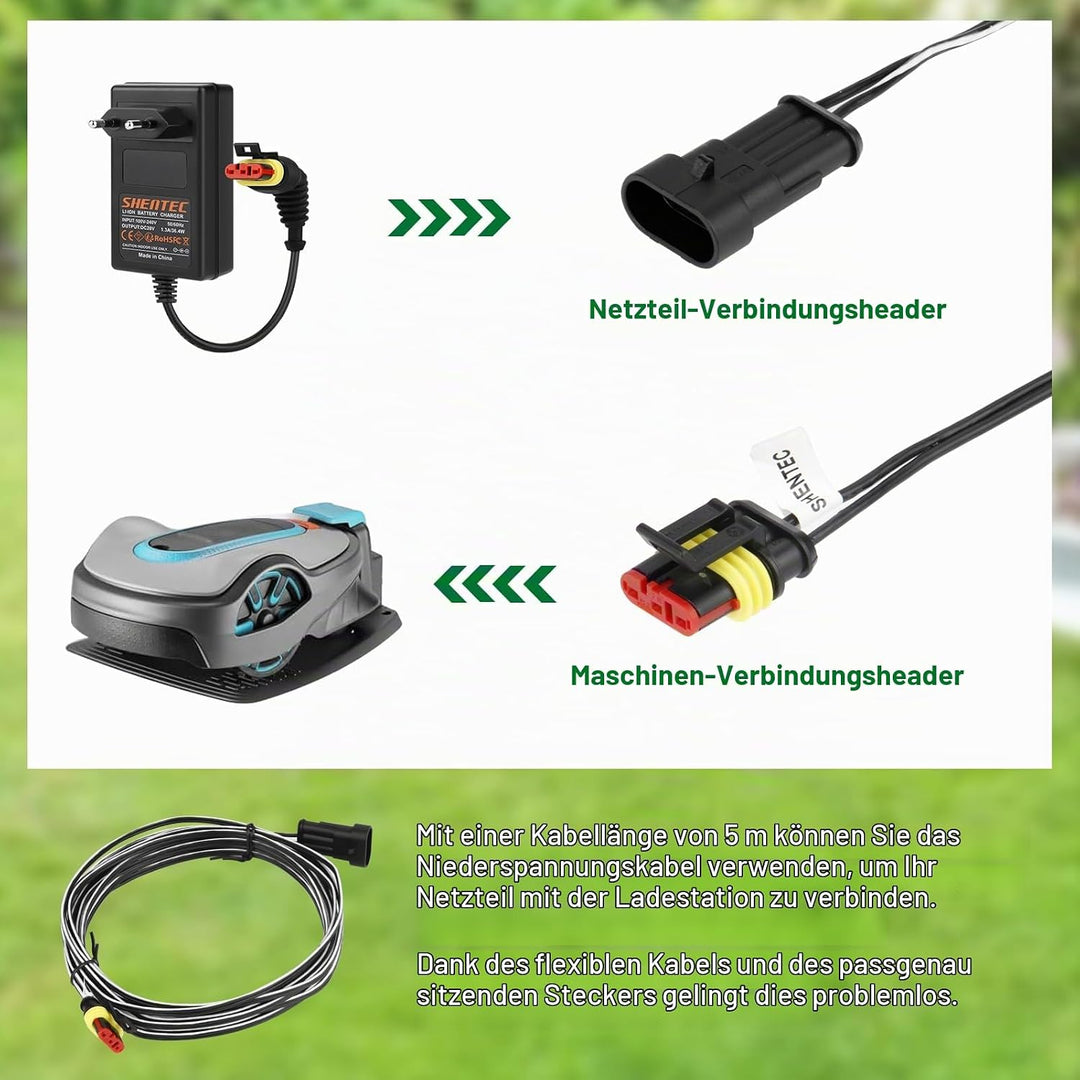 Shentec 5M Niederspannungskabel Transformator Kabel kompatibel mit Gardena Robotic R38Li, R40Li, R80