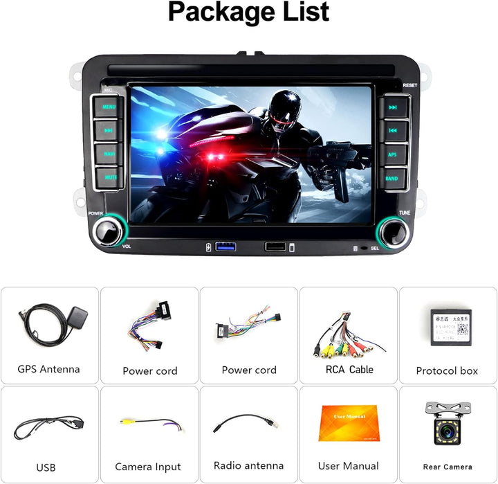 Android Autoradio für VW mit Navi Golf Polo Passat Touran, CAMECHO 7 Zoll Touchscreen Autoradio Dopp