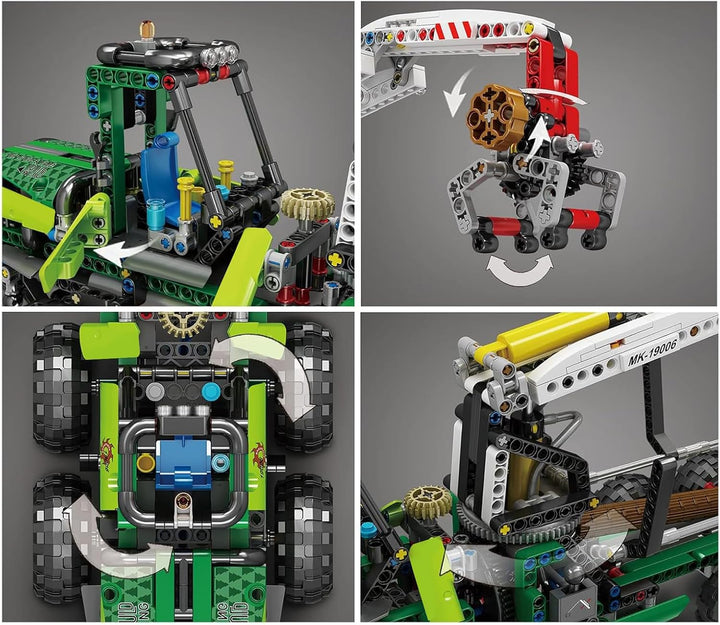 Mould King 19006 Technologie Fernbedienung Pneumatic Forest Machine Bausteine, 938PCS dynamische Ver
