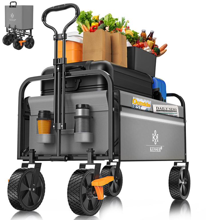 KESSER® Bollerwagen faltbar Handwagen Transportkarre max. 150kg Tragkraft &amp; 360° PVC-Reifen Gerätewa