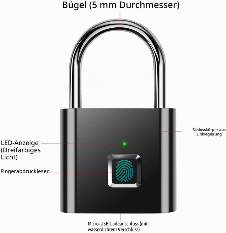 AICase Vorhängeschloss Fingerabdruck Padlock,Schlüsselloses Vorhängeschloss,gepäckschloss Ohne Bluet