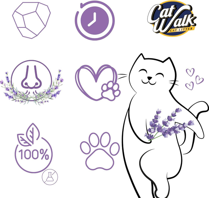 CatWalk Lavendel Katzenstreu | 10L - Einzelpack | 100% Bentonit, klumpend, Geruchskontrolle, Frische