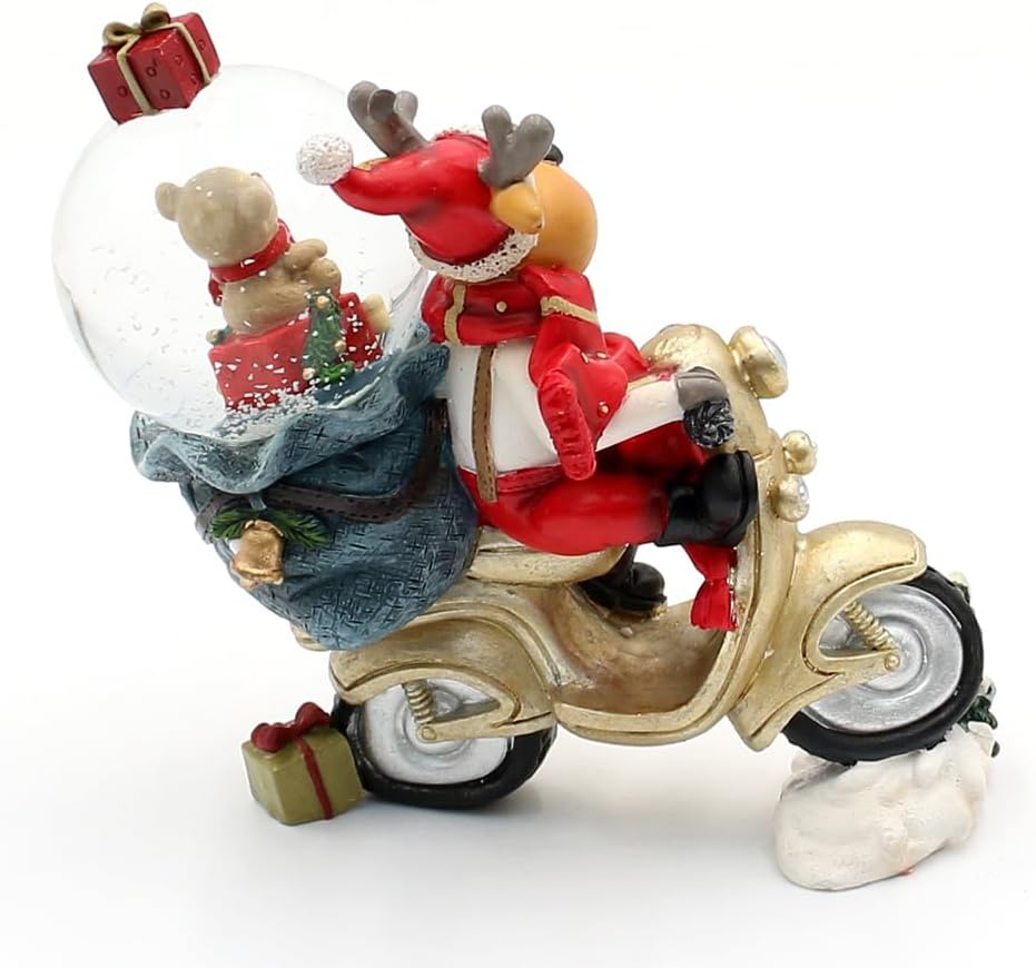 Schneekugel Elch auf Roller - Motorrad, L/B/H/Ø Kugel 11 x 6 x 11 cm Ø 4,5 cm