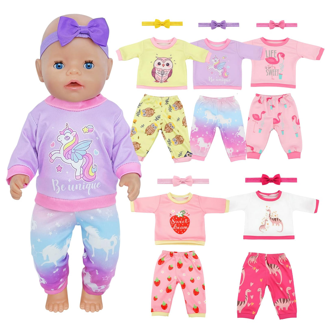 5 Sets Baby Kleidung für 14-18Zoll Baby Puppen, Puppenkleidung Outfits mit 5 Sets mit niedlichen Tie