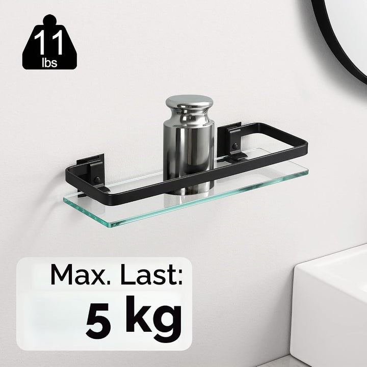KES Duschablage Glas Duschregal Glasregal 8mm Ablage Bad Glasablage für Badezimmer Regal Wandregal B