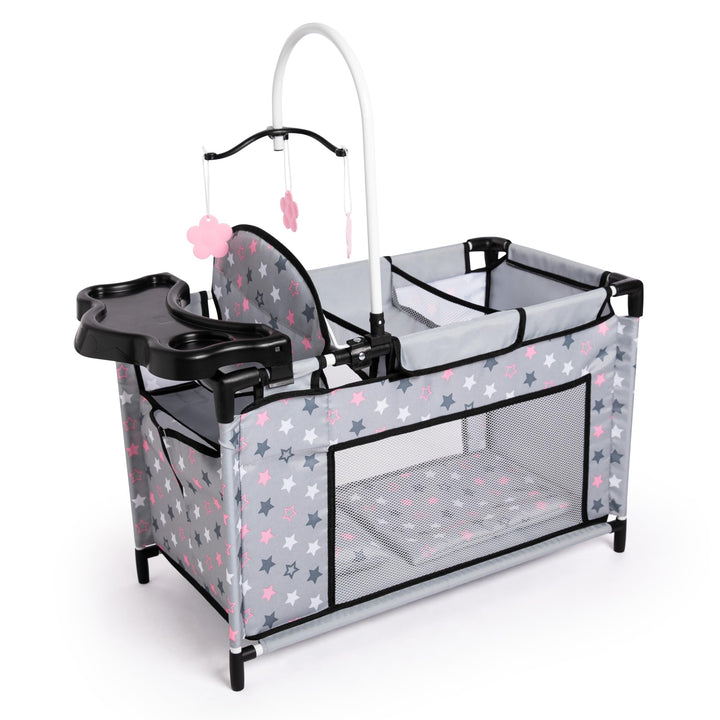 Bayer Design 62607AA Puppenbett mit Schrank, Sitz, Mobile, Ablage, Bettdecke, Kissen, Puppenzubehör