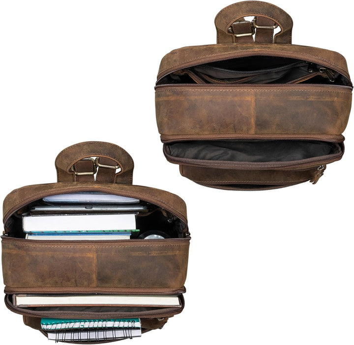 ROYALZ 'Baltimore' Vintage Lederrucksack Mittel-Gross - Echtleder Rucksack für Damen und Herren Neva