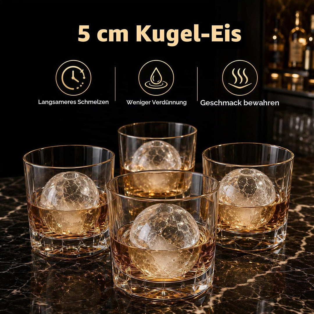 COSTWAY 5cm Eiswürfelmaschine für Eiskugeln, 150 Stück/Tag, 4 Kugeln/38-39 | Eiswürfelbereiter mit 1