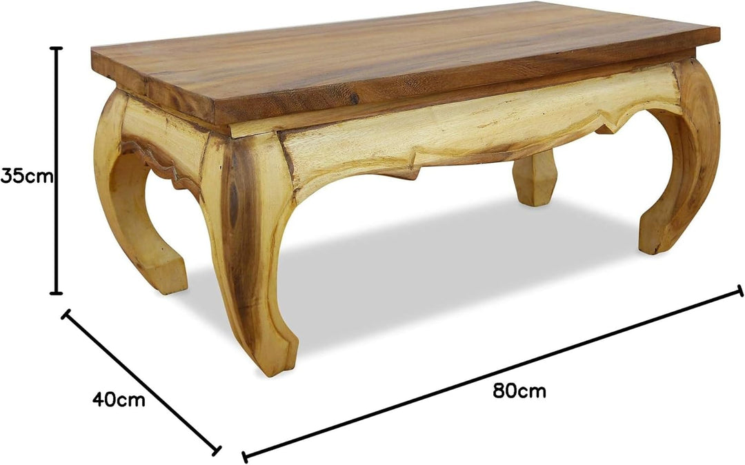 livasia Opiumtisch, Couchtisch, Sofatisch, Massivholztisch, Beistelltisch (Natur), Natur