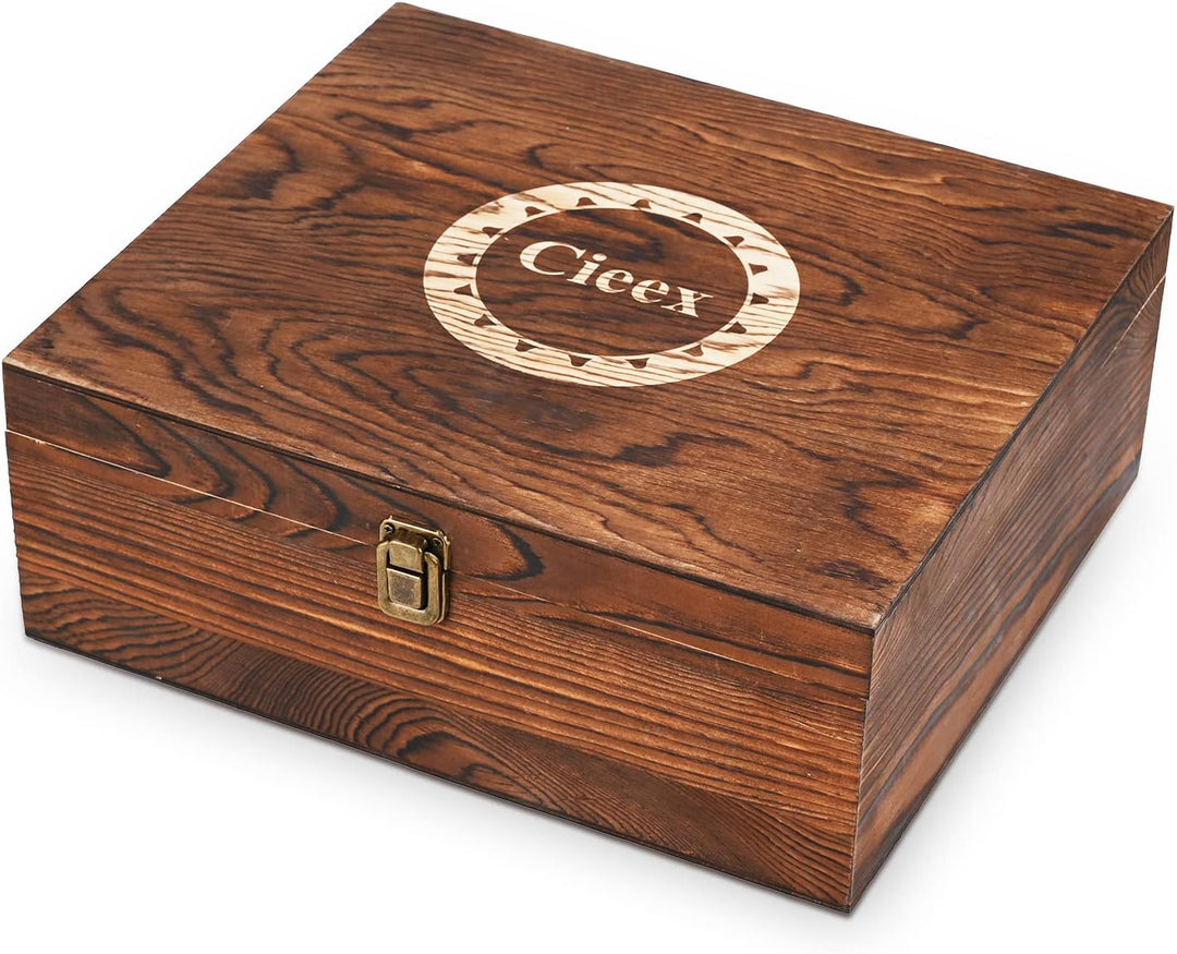 Cieex Whiskey Karaffe Set , 750ml Dekanter mit 4 x 220ml Whiskeygläser 12 Steine Schöne, Geschenk Bo