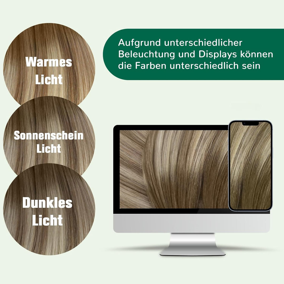 Easyouth Echthaar Extensions Nanoring Balayage Braun Extension Echthaar Nano Dunkelbraun Ombre Aschb
