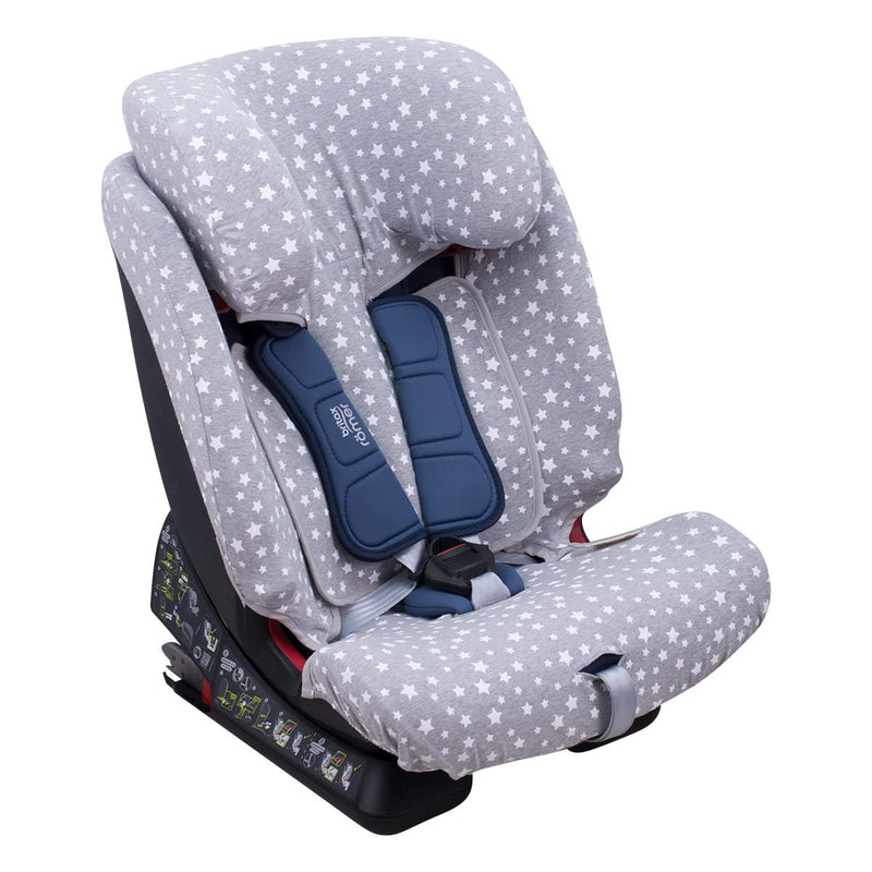 JYOKO Kids Bezug für Autositz kompatibel mit Romer Advansafix, Evolva IV M, aus Baumwolle (White Sta