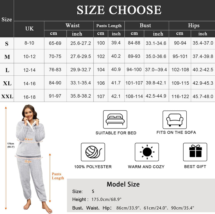 Niwicee Schlafanzug Damen Lang Pyjama Damen 2-Set, Hausanzug Damen Kuschelig Weich Nachtwäsche Sleep