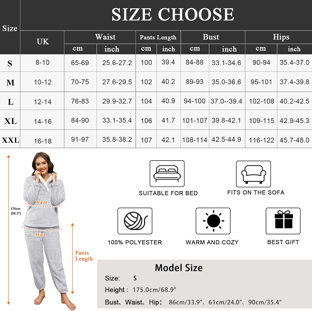 Niwicee Schlafanzug Damen Lang Pyjama Damen 2-Set, Hausanzug Damen Kuschelig Weich Nachtwäsche Sleep