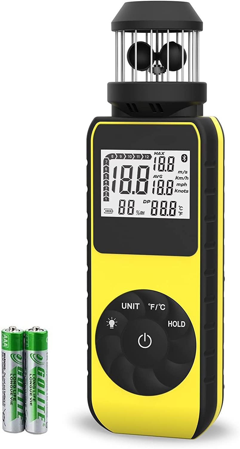 Taschenwindmesser RQ-881M Handwindmesser Update Windmesser mit 360°-Drehung Beliebige Windrichtung z