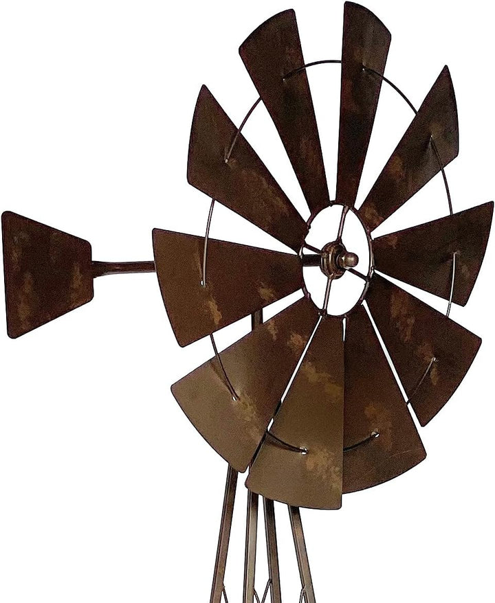DanDiBo Windrad Metall 170 cm kugelgelagert Braun Windspiel Gartenstecker 96019 Windmühle Wetterfest