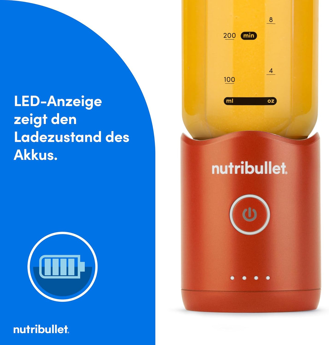 nutribullet Flex 590 ml, tragbarer Mixer mit Trinkdeckel, abnehmbare Klingen, wiederaufladbar mit US