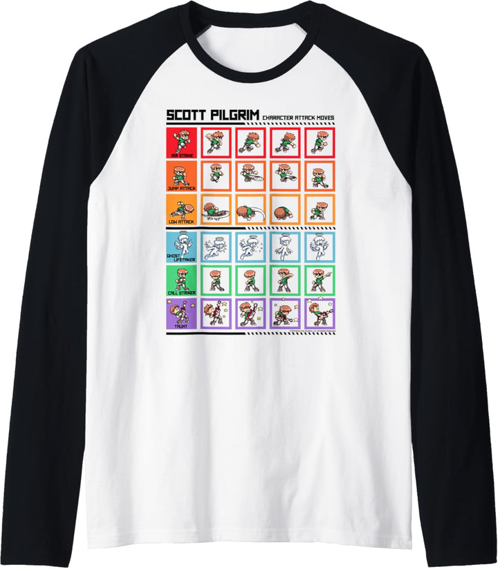 Scott Pilgrim Vs. The World Pilgrim Fight Moves Grid Raglan