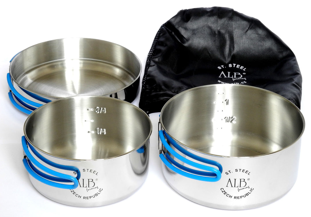 ALB Campinggeschirr-Set, Edelstahl, klein, 3-teilig