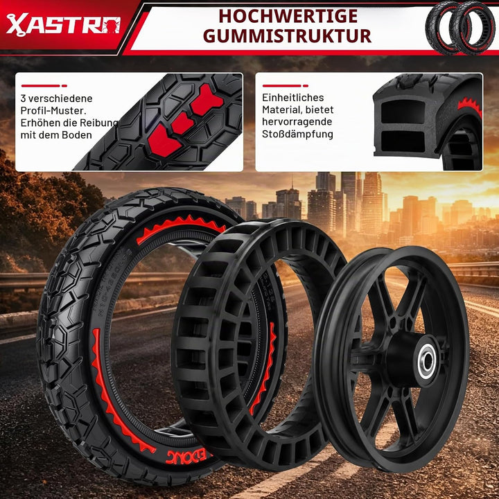 Xastro 2PCS 10X2.125 Reifen für Elektroroller 10x2.125 schlauchloser Reifen für Scooter 50/75-6.1 Sc