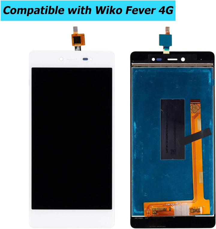E-YIIVIIL Ersatz LCD Display Kompatibel Für Wiko Fever 4G 5,2 inch (Weiss Ohne Rahmen) Ersatzteil Re