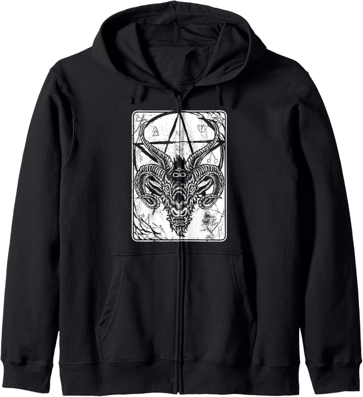 Satan 666 Baphomet Antichrist Luzifer Ziegen Baphomet Goth Kapuzenjacke