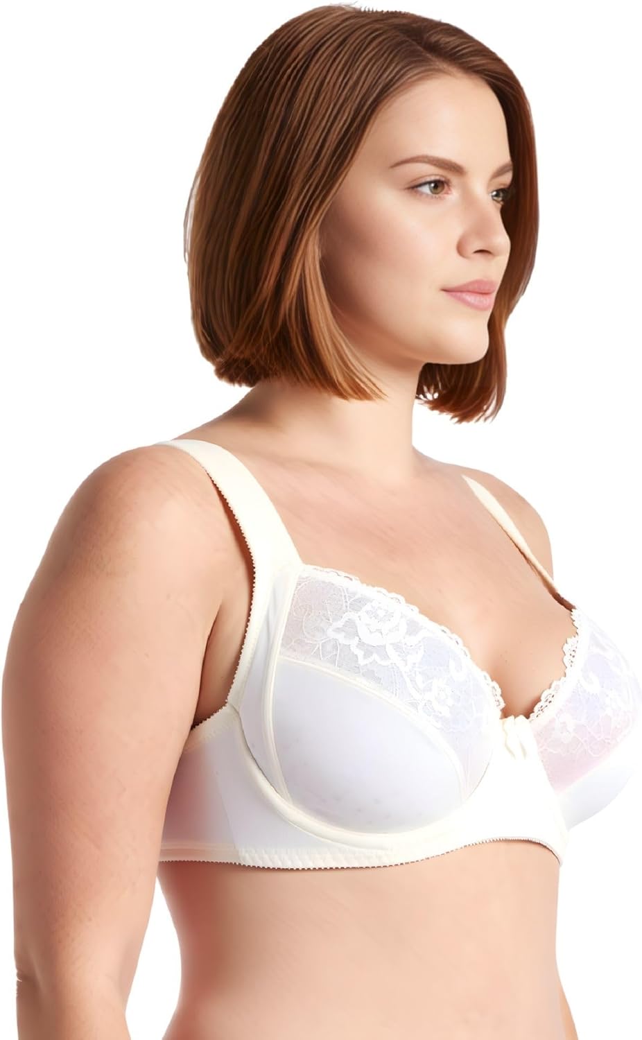 Curve Muse Übergrösse Ungefüttert Bügel Spitzen-BH mit gepolsterten Schultergurten-2er Pack 80D Sahn