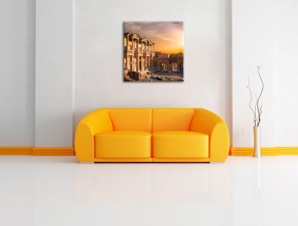alte Tempelruine, Format: 70x70 auf Leinwand, XXL riesige Bilder fertig gerahmt mit Keilrahmen, Kuns
