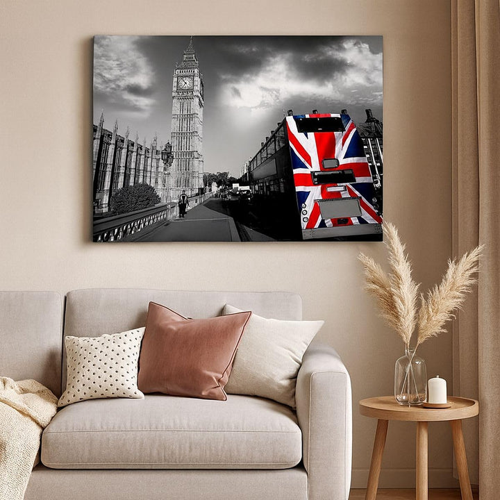 Bilder auf Leinwand Bus London Big Ben Gebäude Leinwandbild 70x50cm Wandbilder Dekoration Wohnzimmer