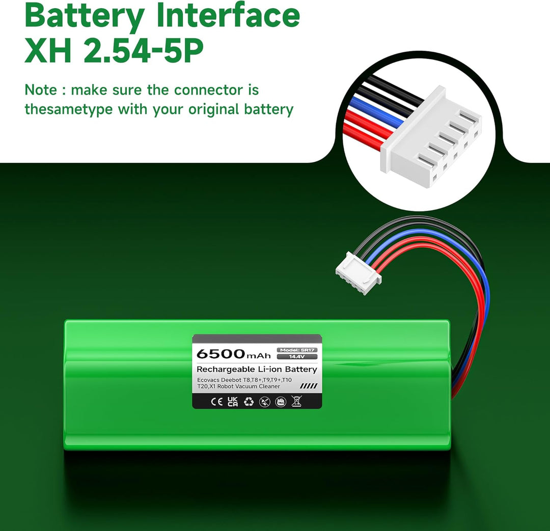 CITYORK 14.4V/ 6500mAh Ersatz Akku für Ecovacs Deebot T30/T30S T50/T50+ Omni/Plus/Pro, für Ecovacs D