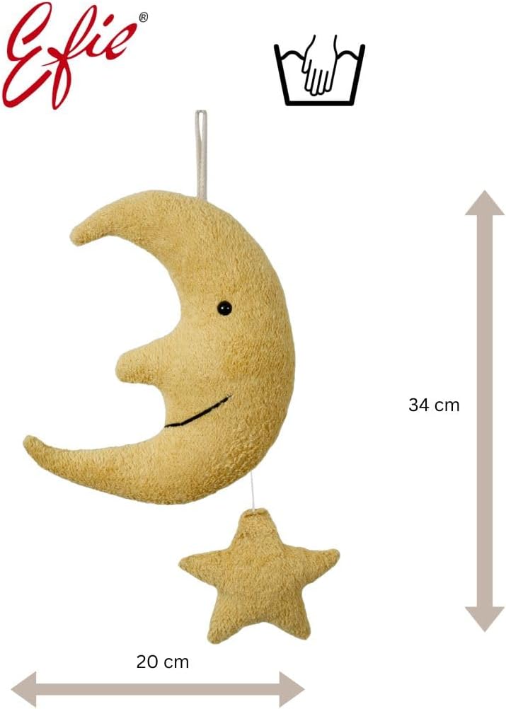 Efie Bio - Spieluhr Mond mit Stern – Bio-Baumwolle (KBA), Made in Germany, GOTS-Zertifiziert, nachha