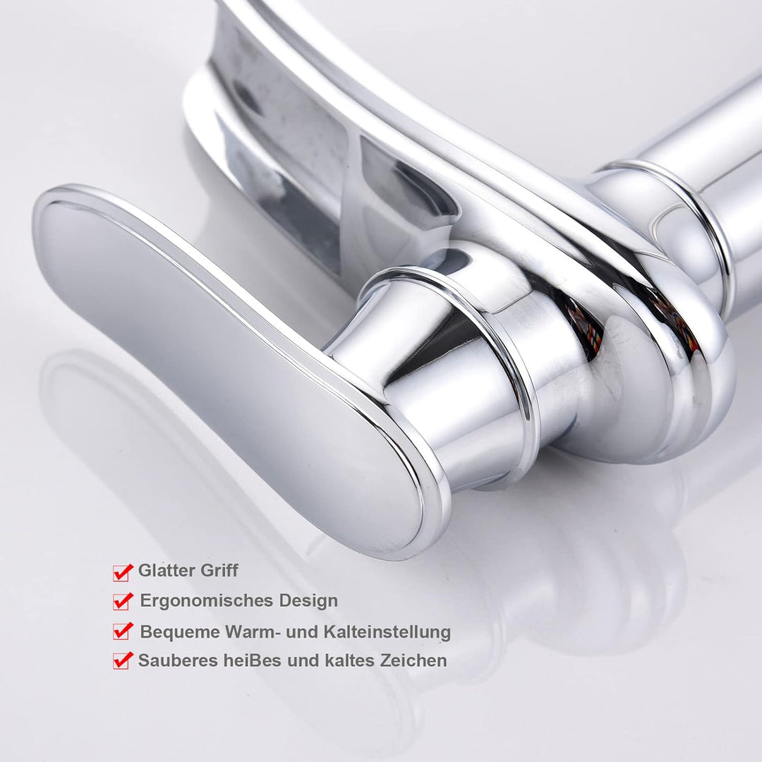 YAGJIA Waschtischarmatur Hoch Chrom, Wasserfall Wasserhahn Bad Retro, Waschbecken Armaturen Badezimm