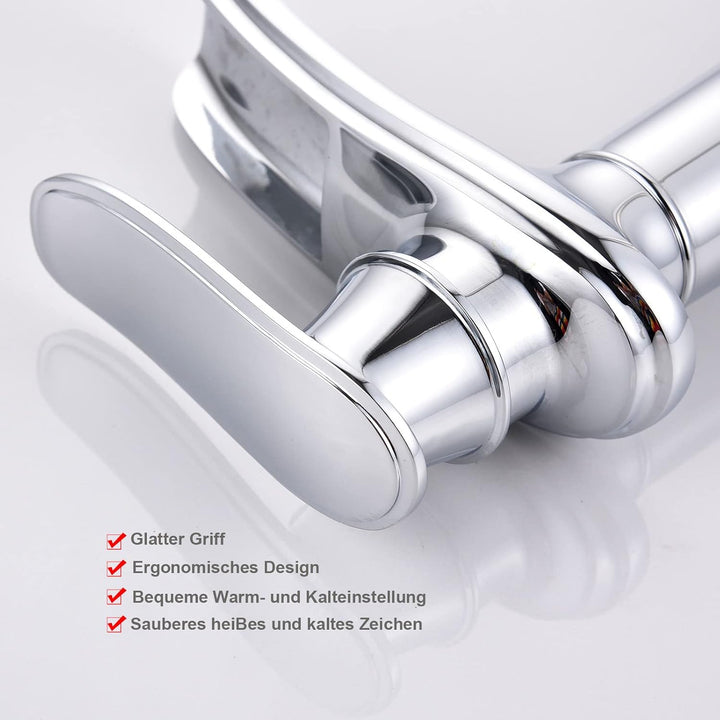 YAGJIA Waschtischarmatur Hoch Chrom, Wasserfall Wasserhahn Bad Retro, Waschbecken Armaturen Badezimm