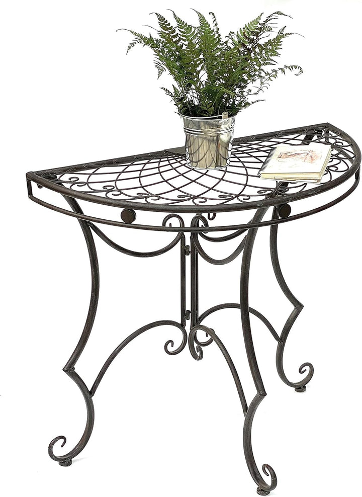 DanDiBo Tisch Halbrund Wandtisch 96000 Beistelltisch Metall 80 cm Gartentisch Halbtisch Halbrundtisc