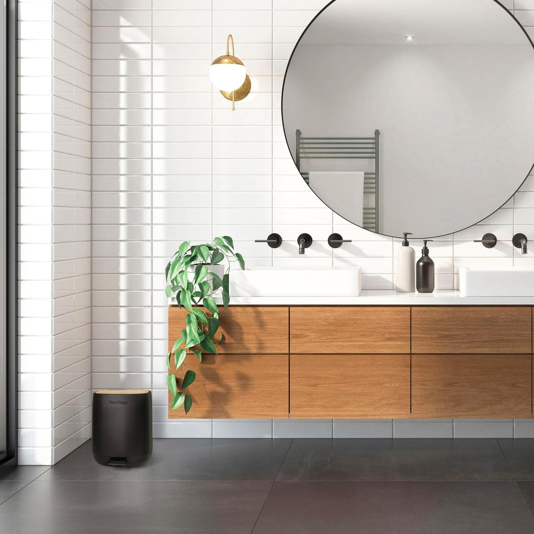 YourCasa Mülleimer Bad [5L] - 30% weniger Plastik - Badeimer - Kosmetikeimer Badezimmer Klein - Badm