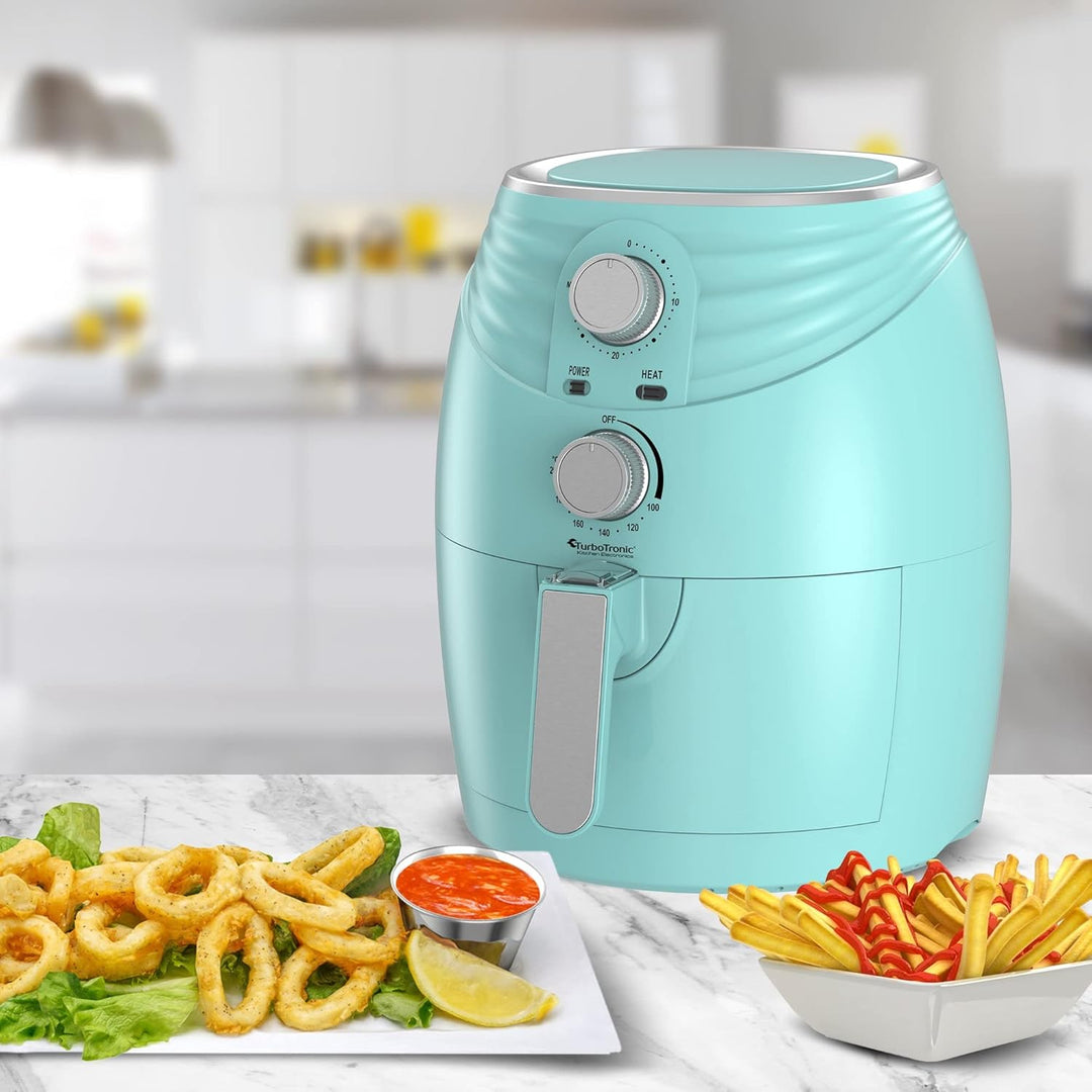 TurboTronic/Heissluftfritteuse / 3,5L / schwarz, grün. türkis / 1200W / Airfryer mit Timer bis 30 Mi